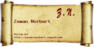 Zeman Norbert névjegykártya